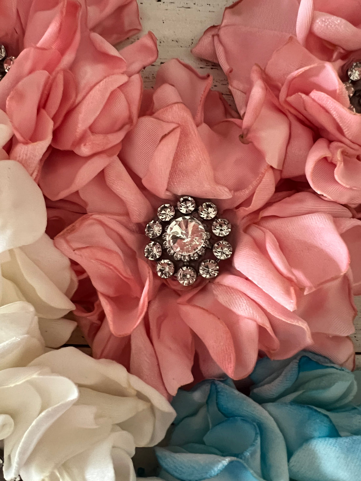 Rhinestone Flower Brooch/Pin - Pink