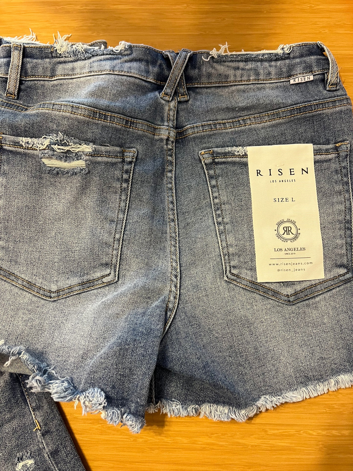Mid Rise Distressed Jean Shorts