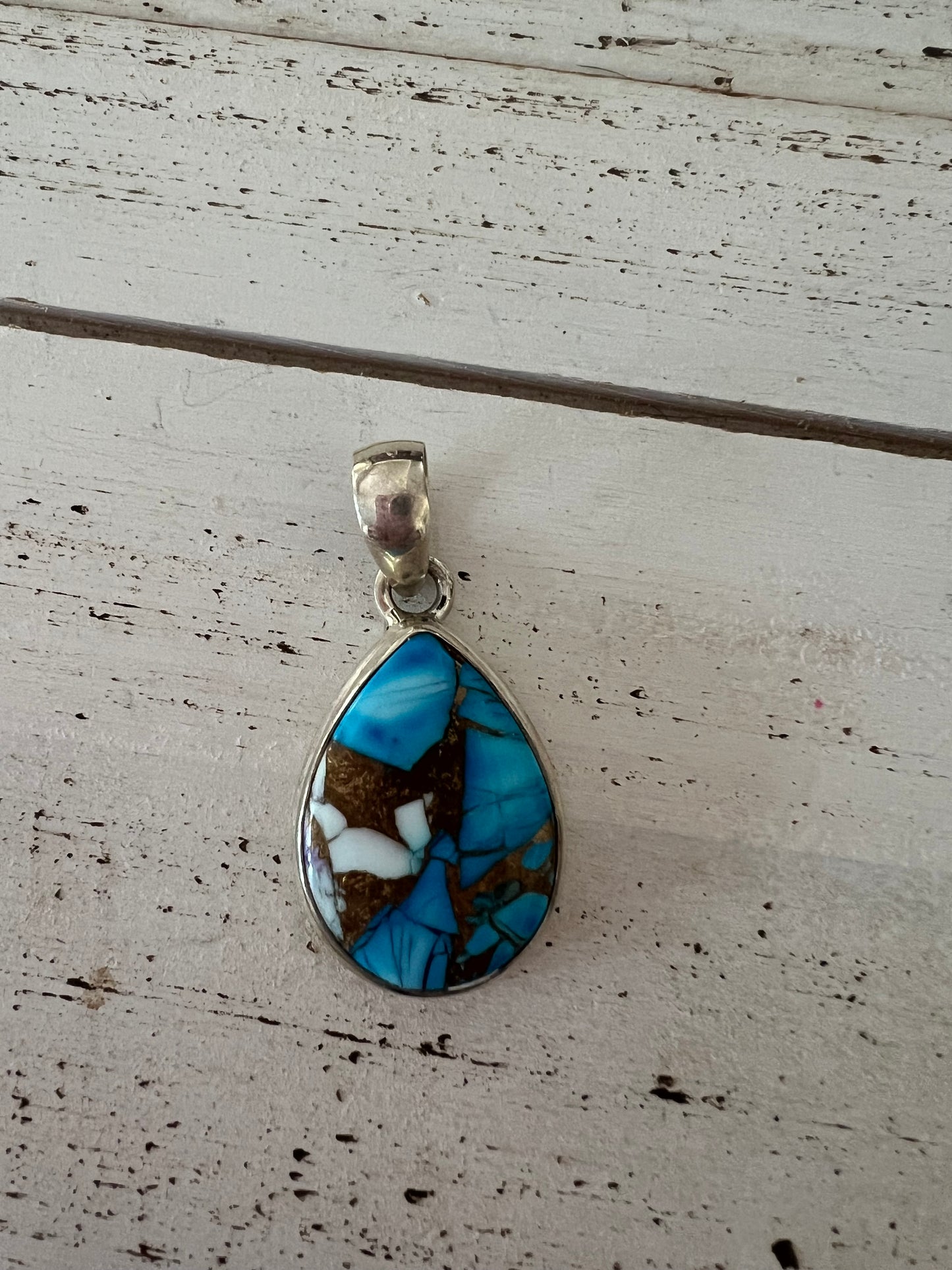 Blue Spiney Sterling Silver Pendant Teardrop