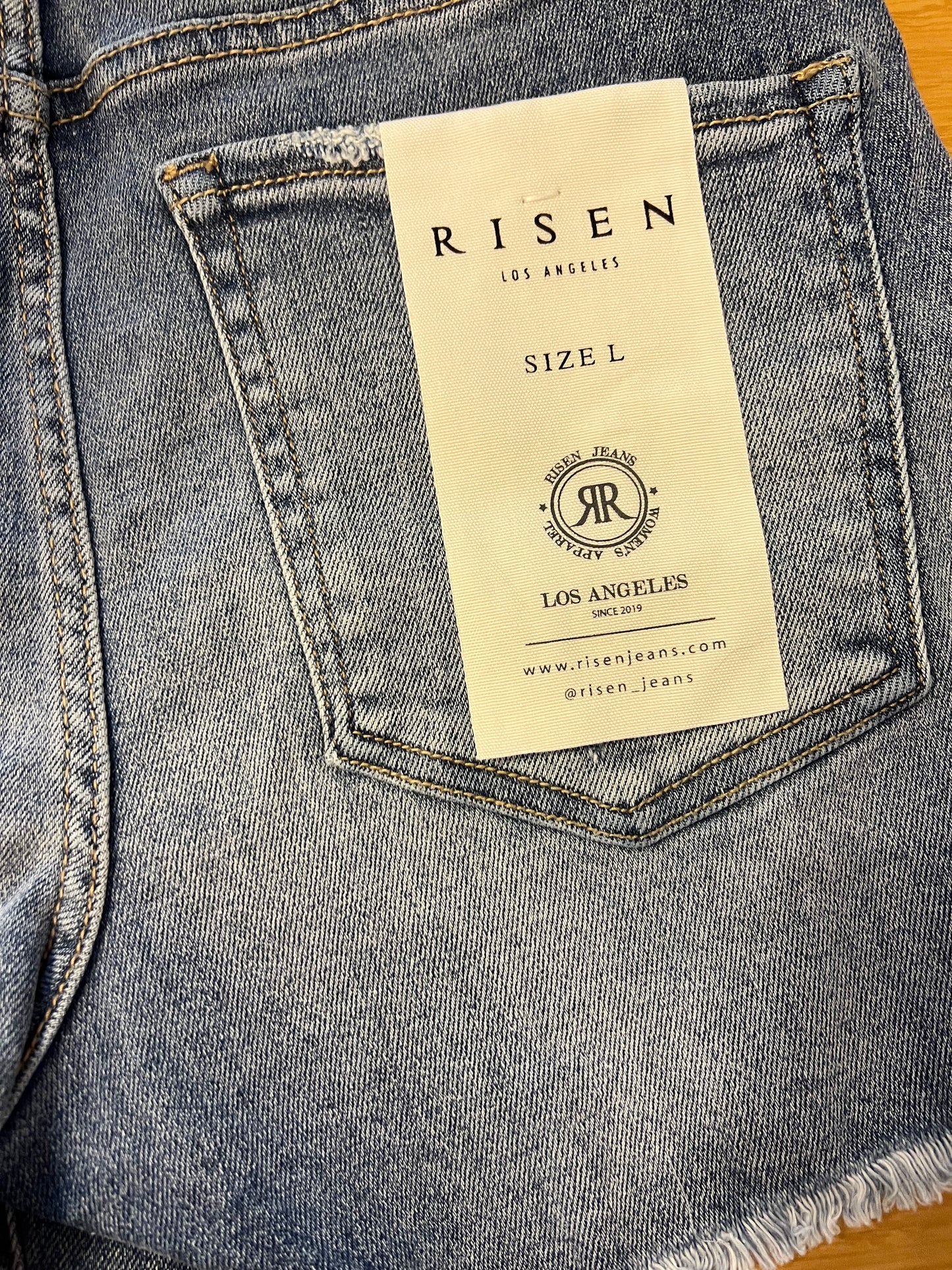 Mid Rise Distressed Jean Shorts