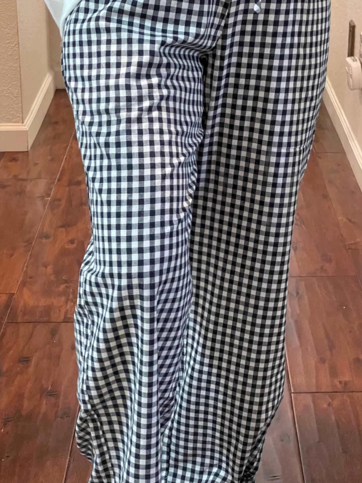 Marina Navy Blue Gingham Pants - FINAL SALE