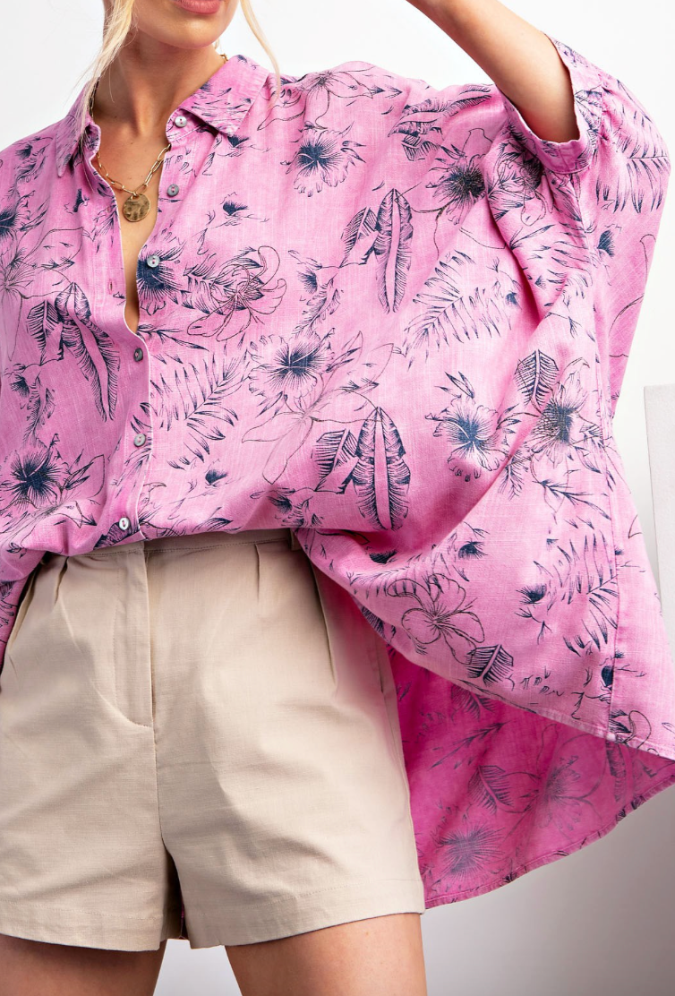 Hawaiian Vibes Oversized Top - FINAL SALE