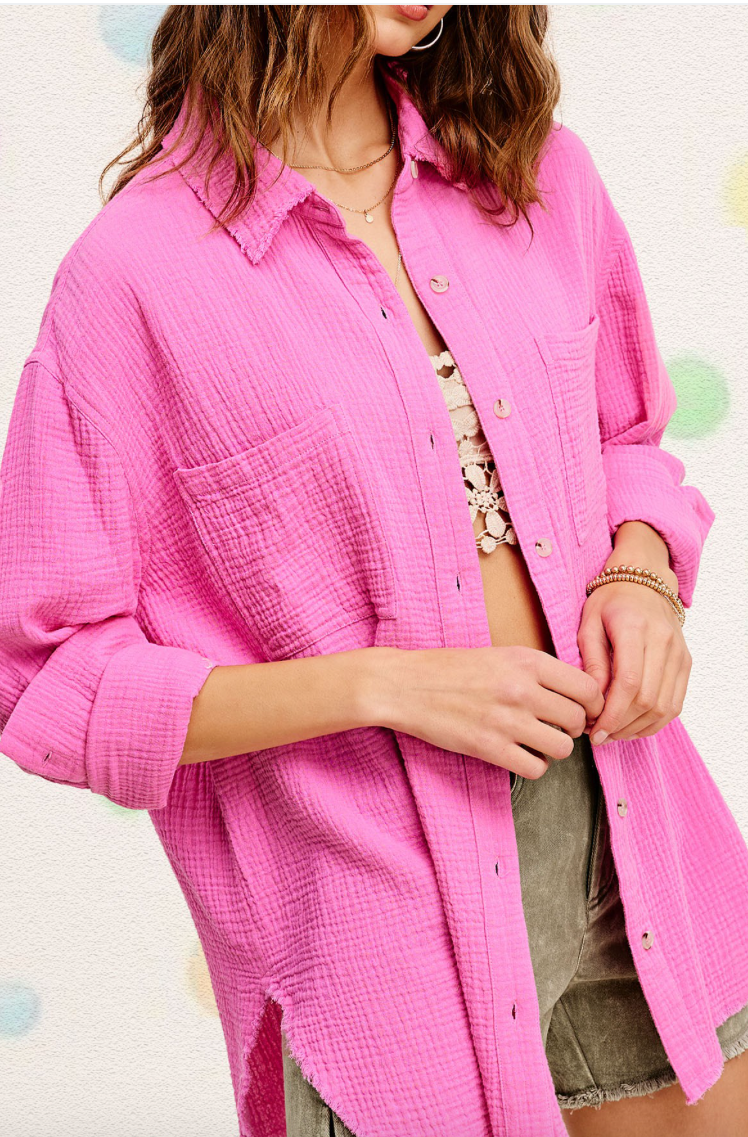 Morning Breeze Gauze Shirt - Pink FINAL SALE