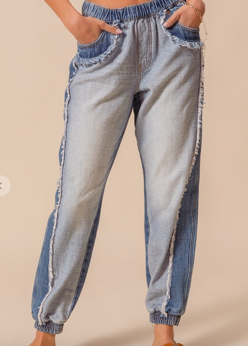 Two Tone Jogger Jeans - FINAL SALE