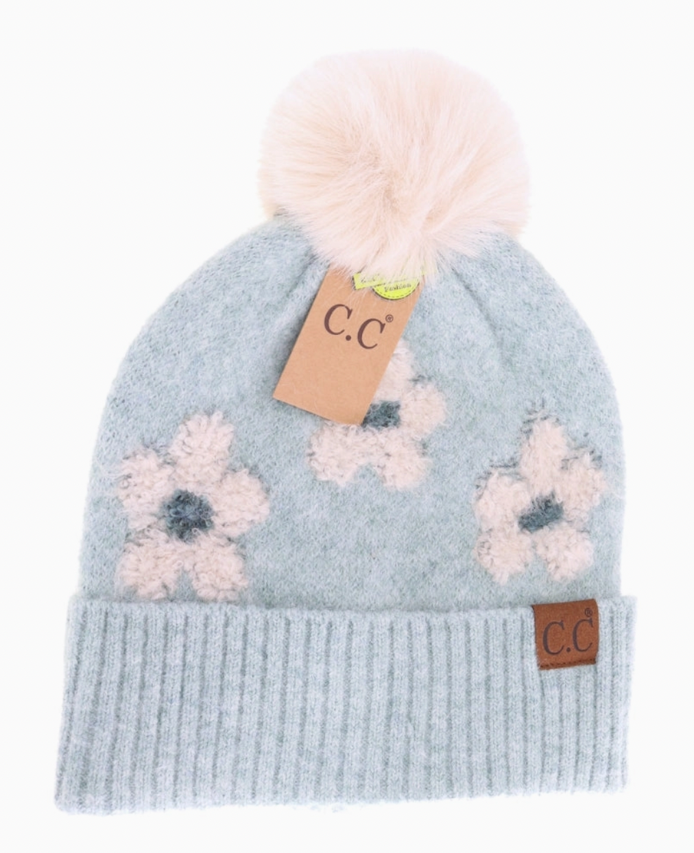 Flower Beanie - Heather Mint - FINAL SALE