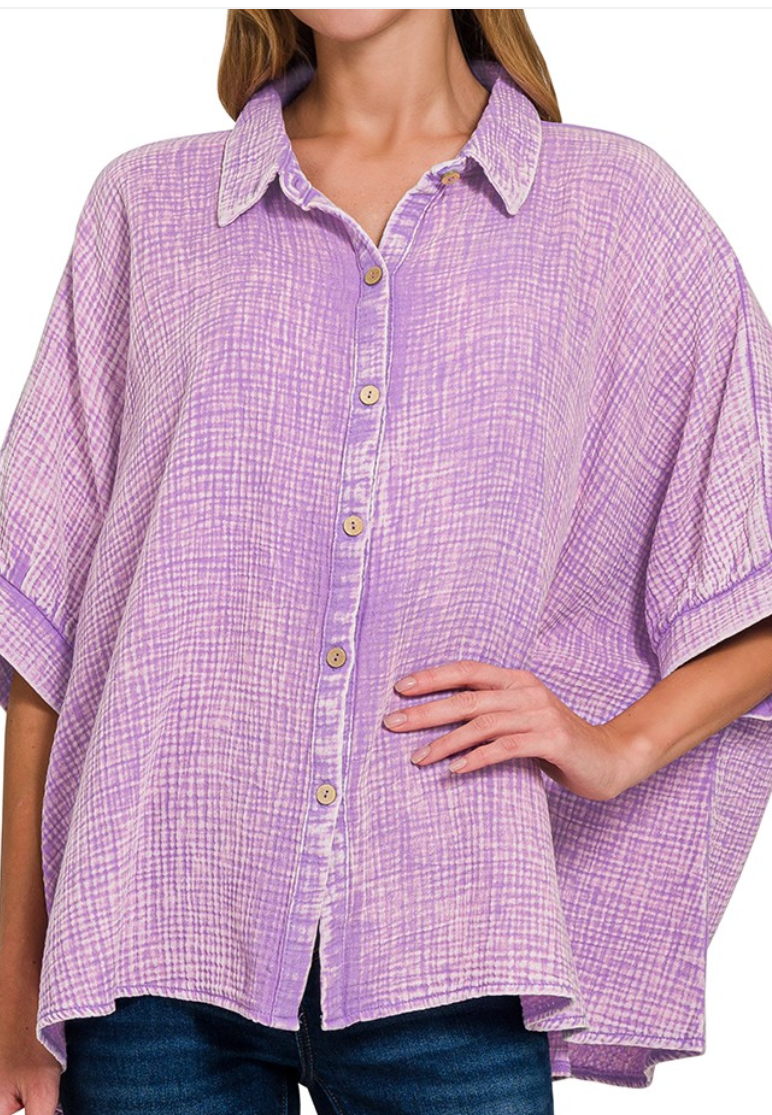 Effortless Mineral Washed Top - Lavender