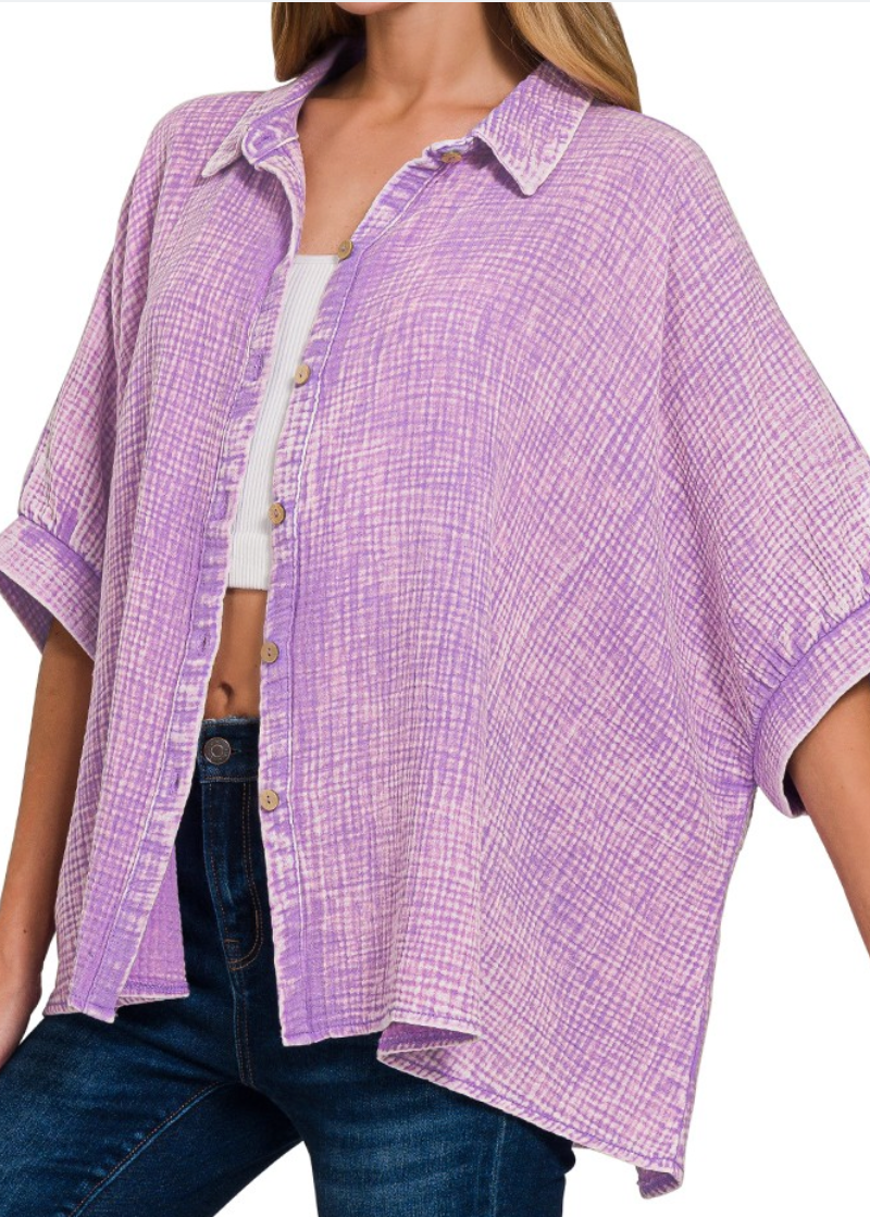 Effortless Mineral Washed Top - Lavender