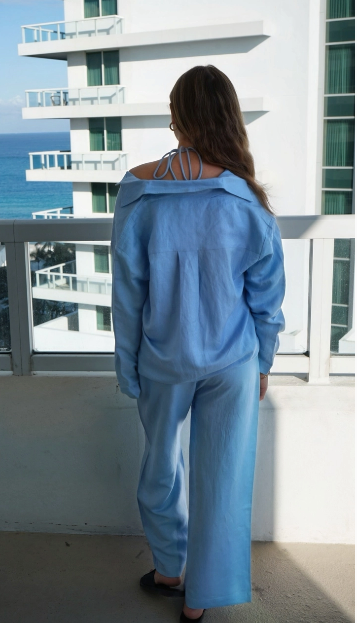 Aloha Linen Pants - Ocean Blue