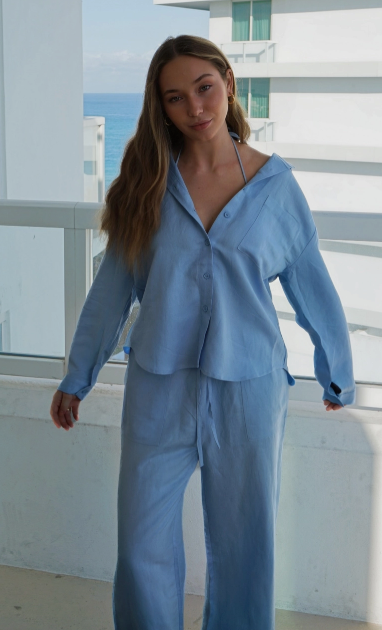 Aloha Linen Pants - Ocean Blue