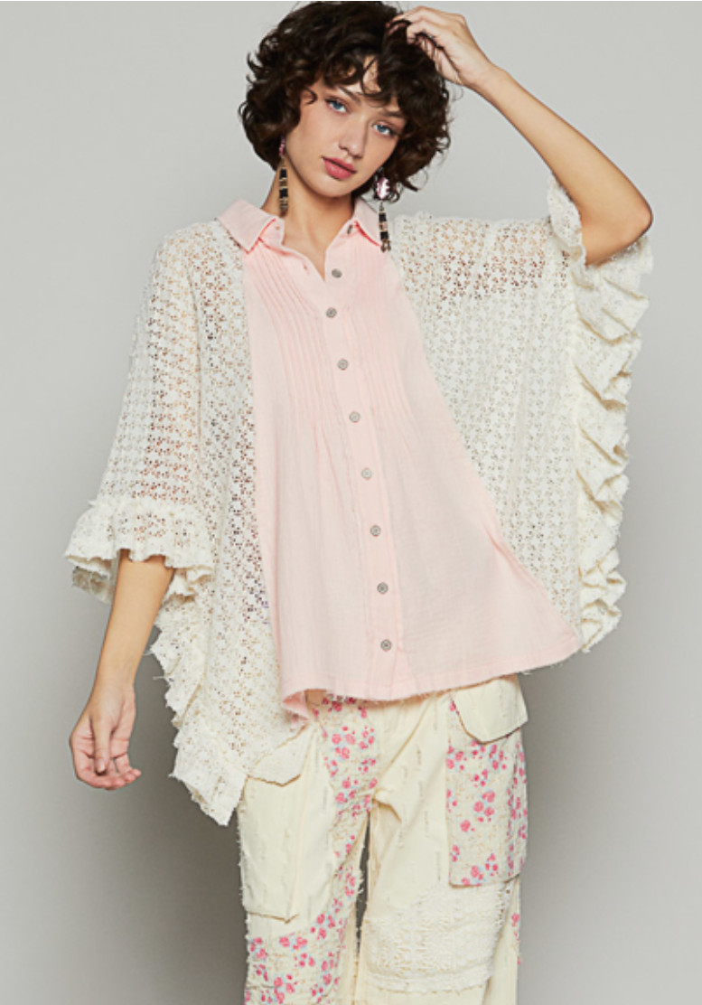 Frill Seeker Oversized Top - Light Pink - FINAL SALE