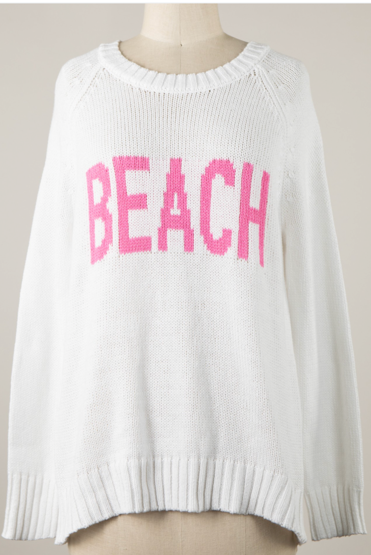 Let's Go To The Beach Sweater - Pink