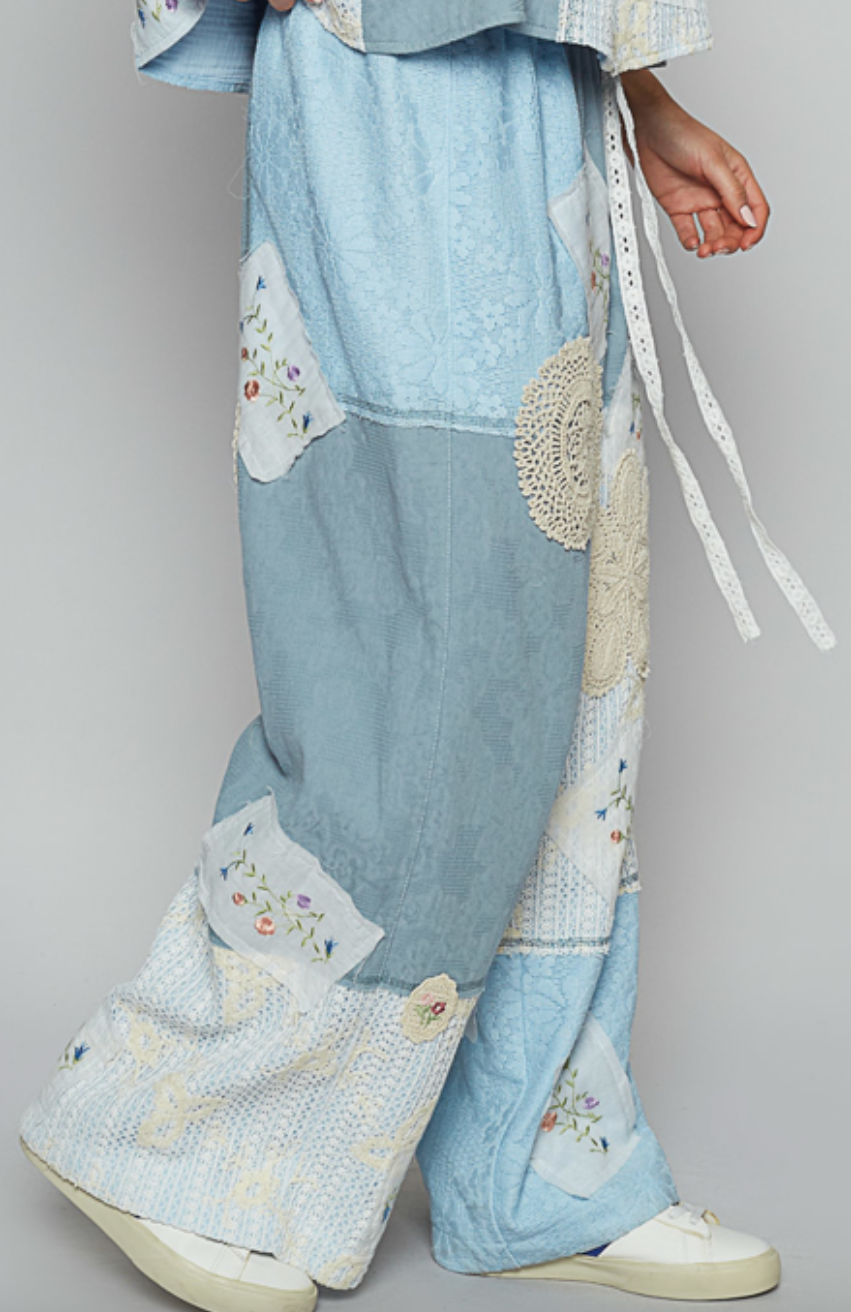 Boho Bliss Patchwork Pant - Beachy Blue