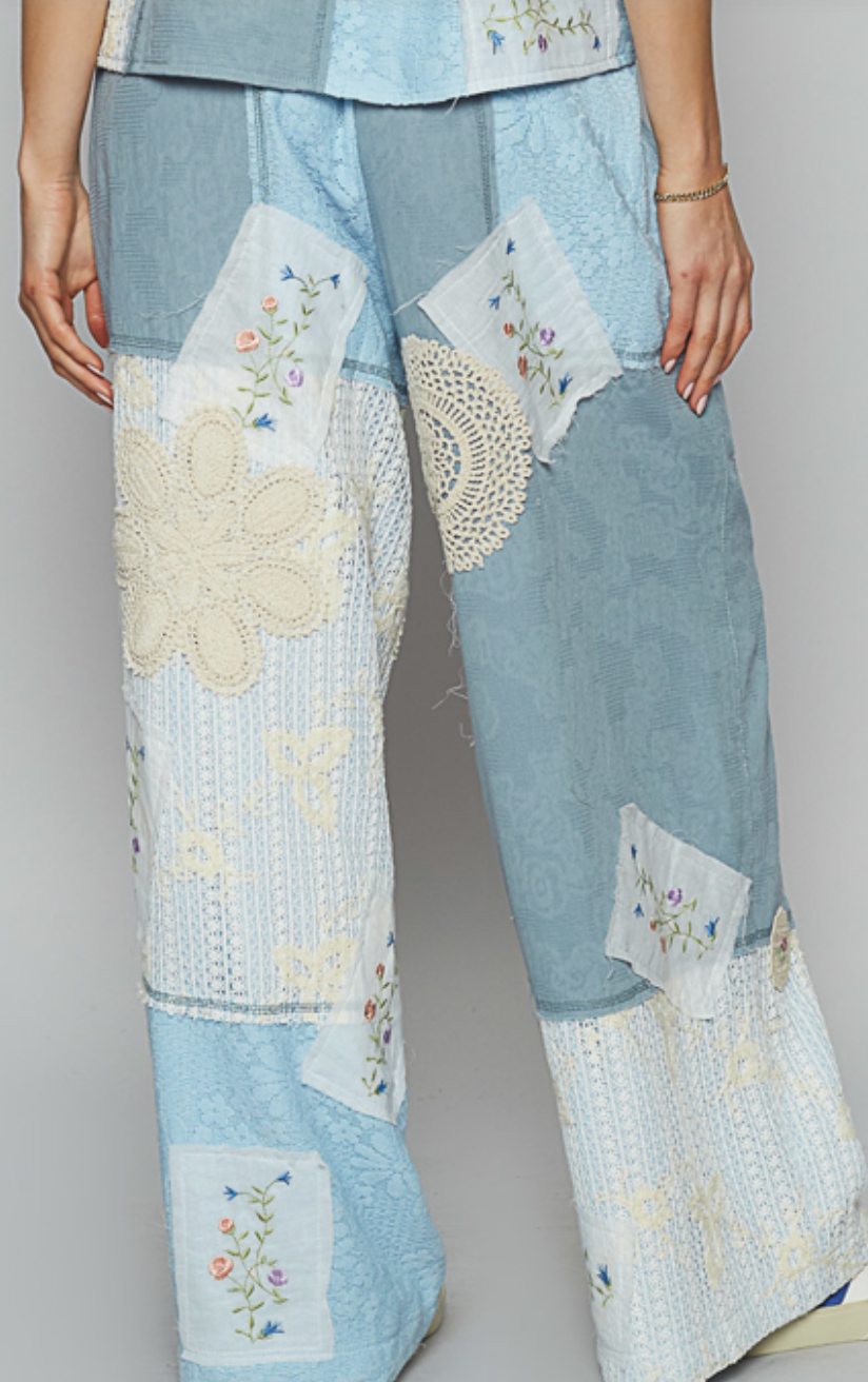 Boho Bliss Patchwork Pant - Beachy Blue