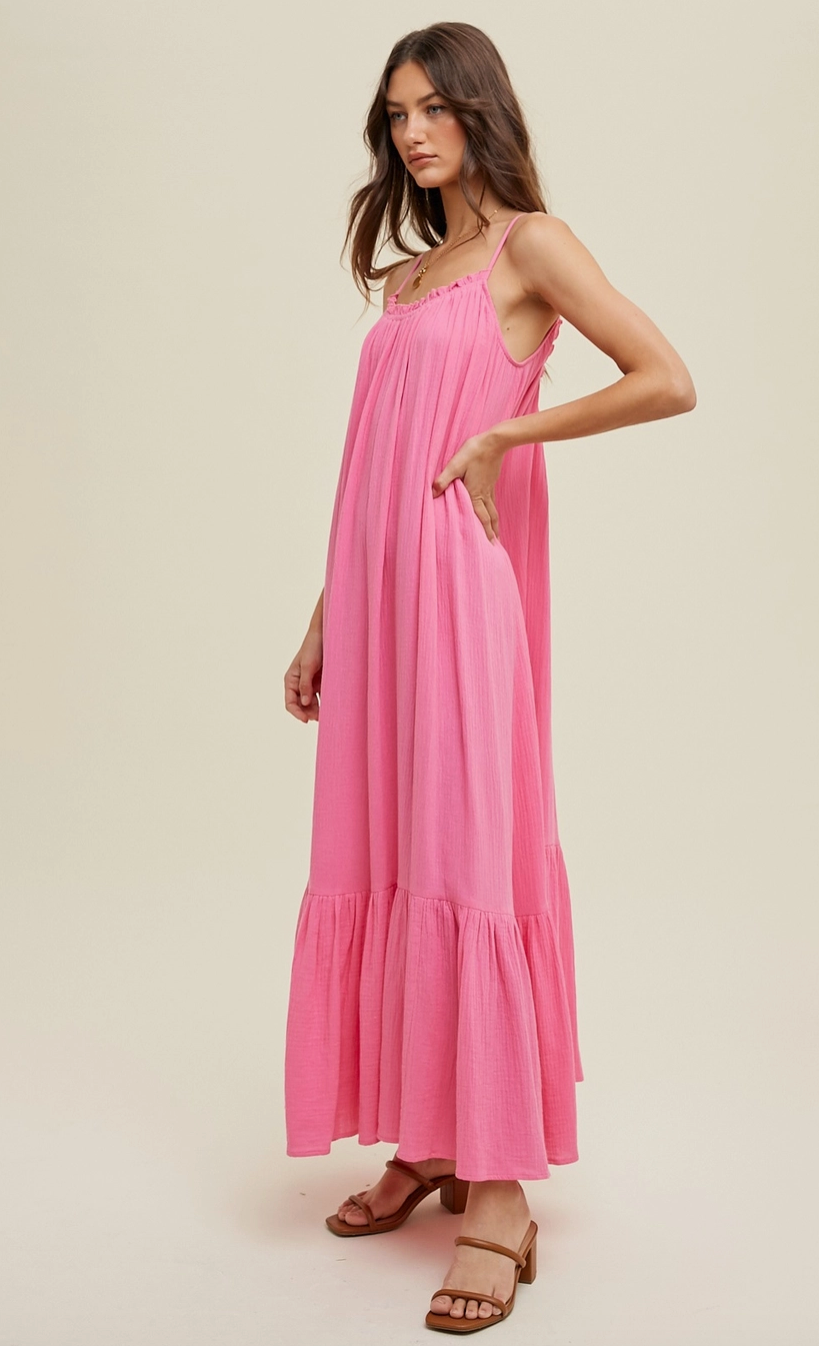 Pink Gauze Maxi Dress - FINAL SALE