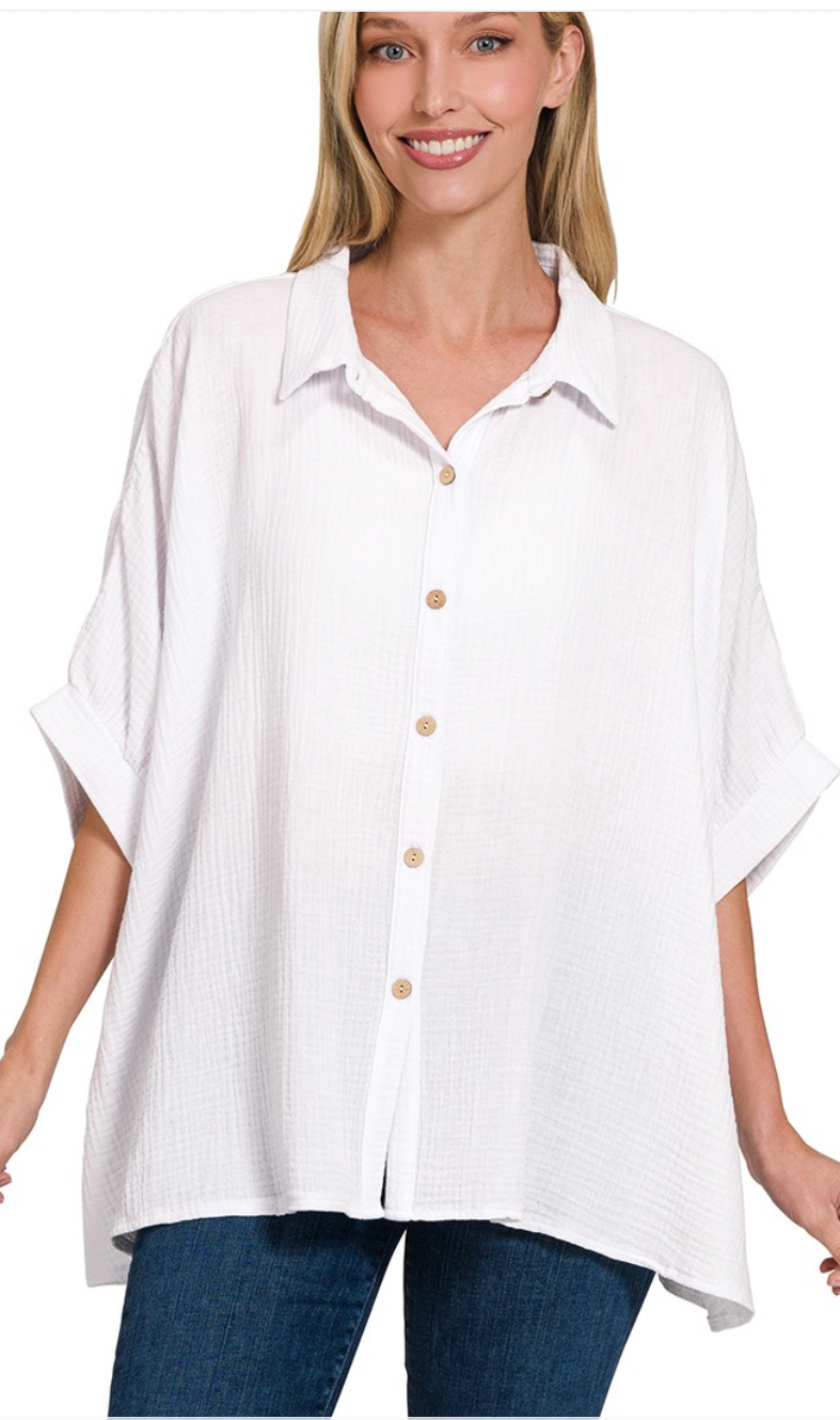 Effortless Button-up Top - White