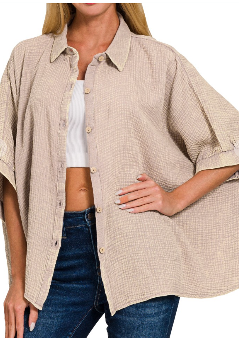 Effortless Button-up Top - Mocha