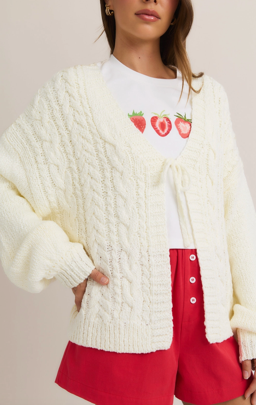 I'm Yours Tie Front Cardigan - Ivory