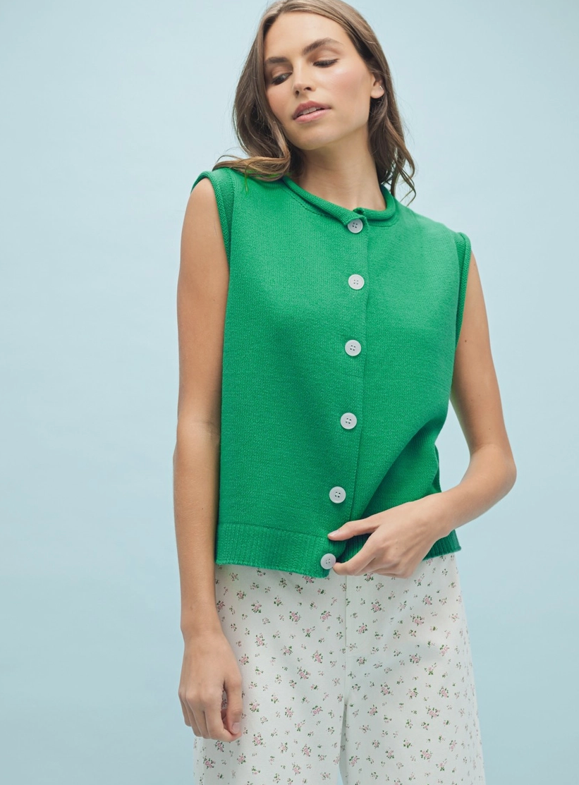 Happy Hour Knit Top - Green - FINAL SALE