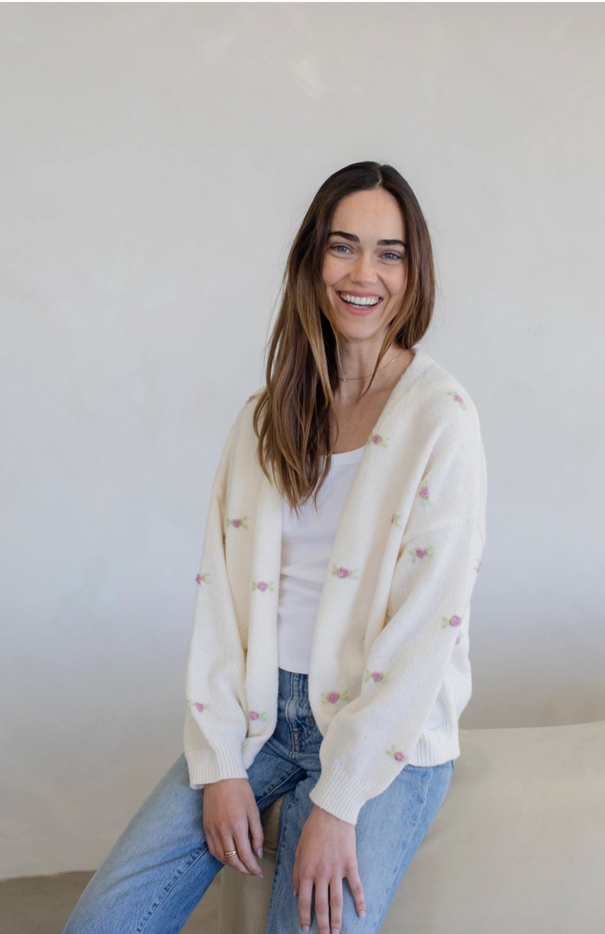 Rosebud Embroidered Cardigan - FINAL SALE