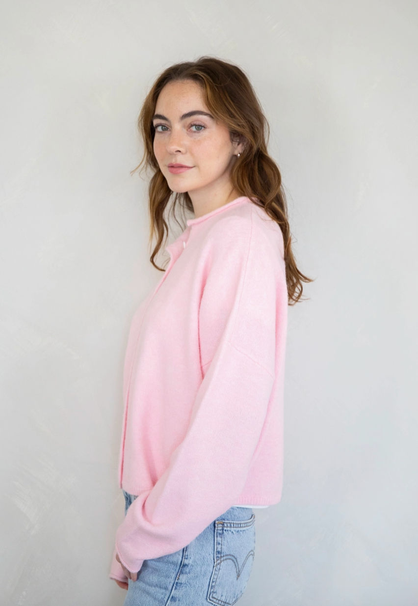 By The Shore Cardigan - Sunset Pink