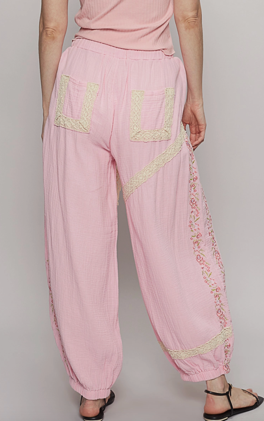 Cuteness Gauze Embroidered Pants