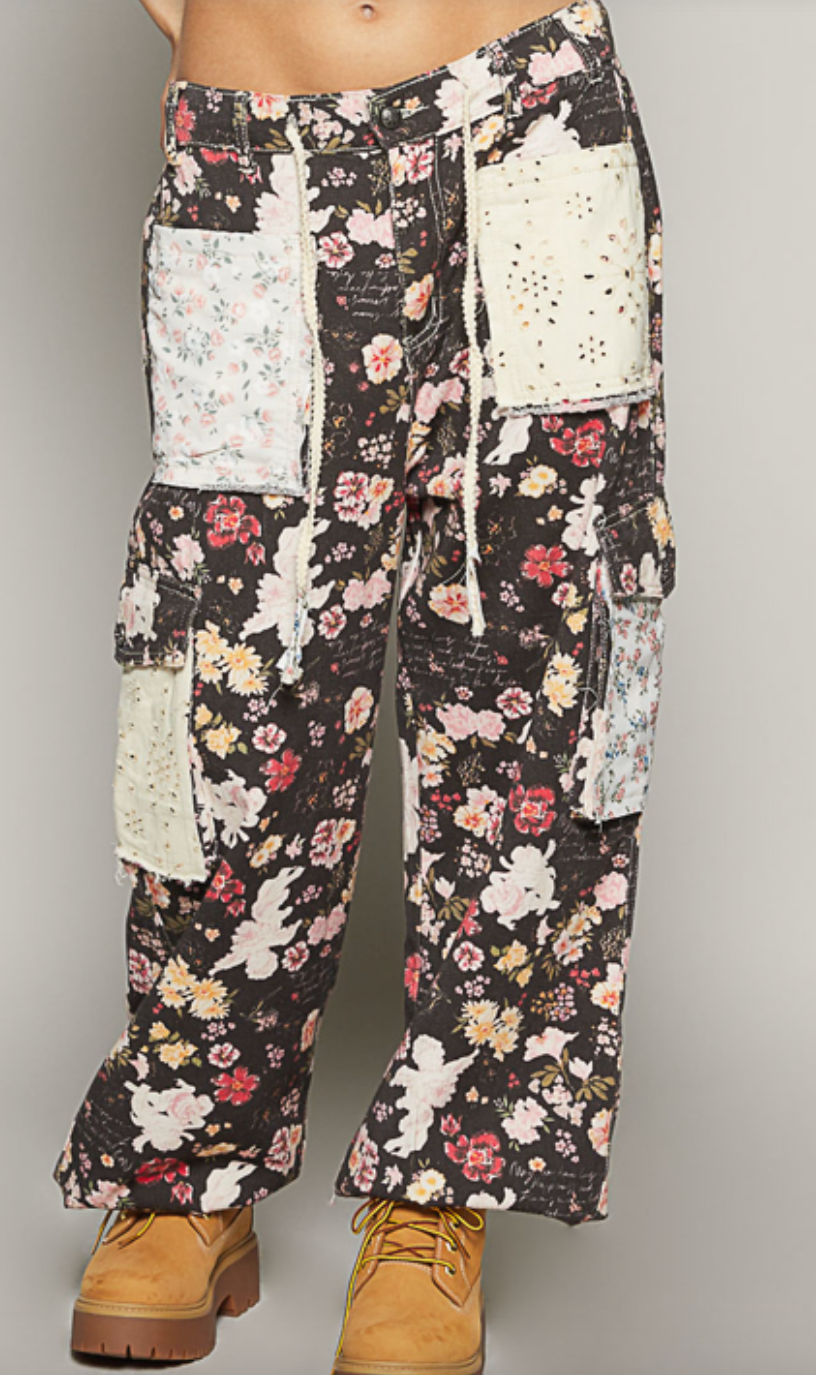 Moody Blooms Floral Cargo Pants