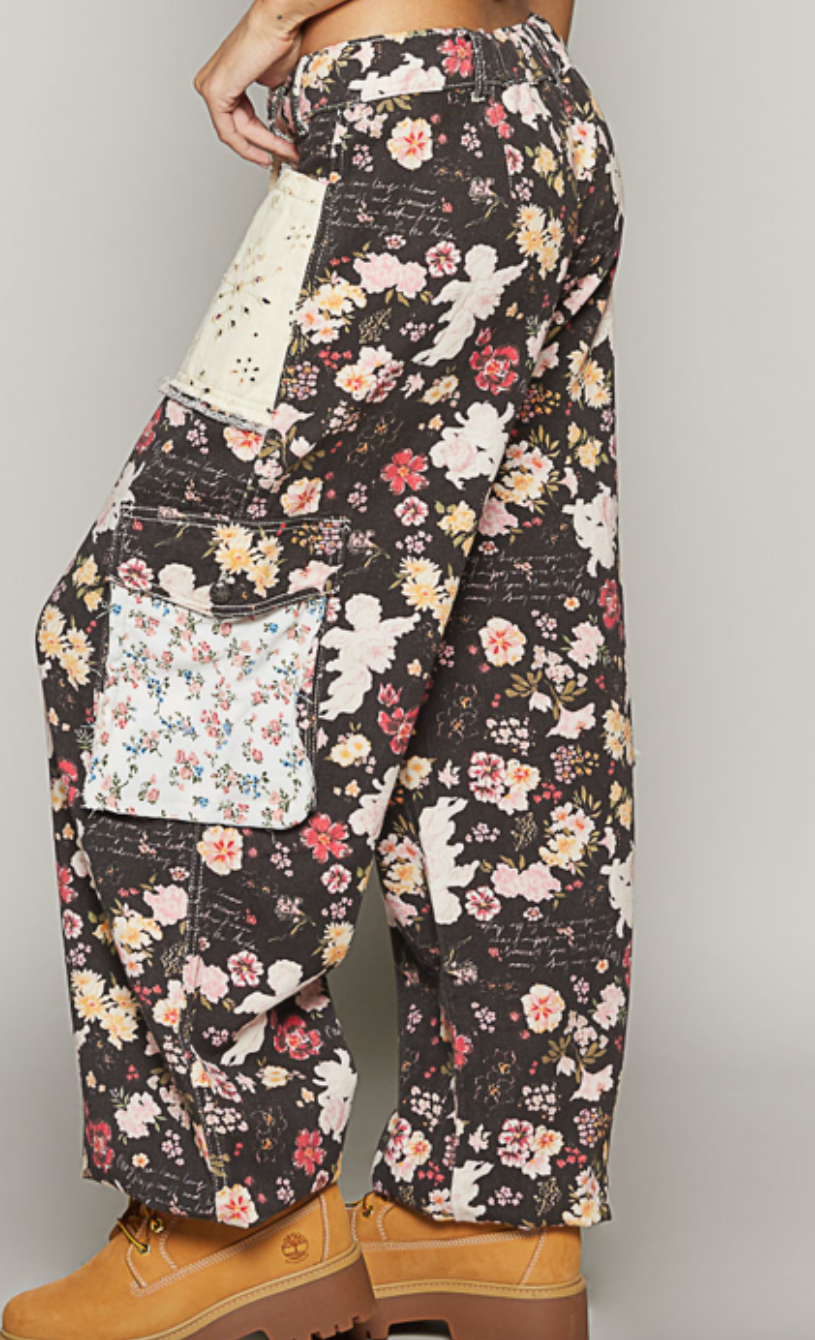 Moody Blooms Floral Cargo Pants
