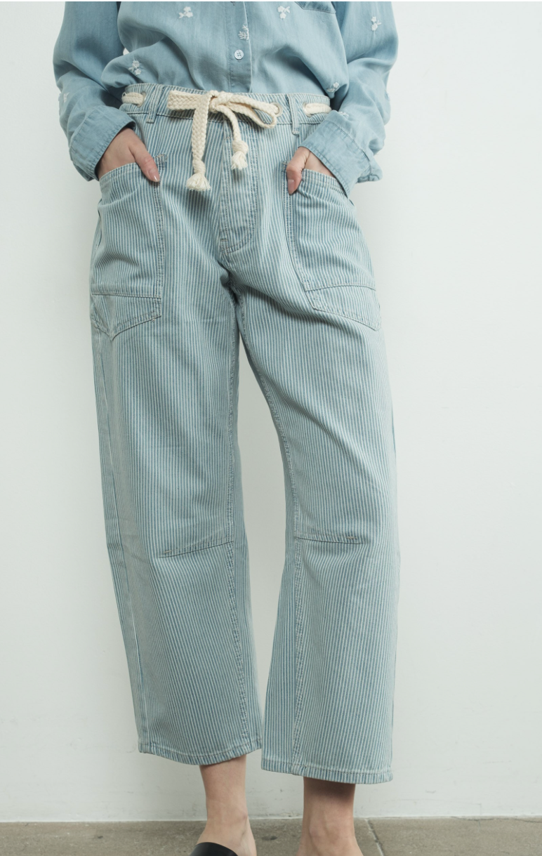 Miners Striped Denim Barrel Pants