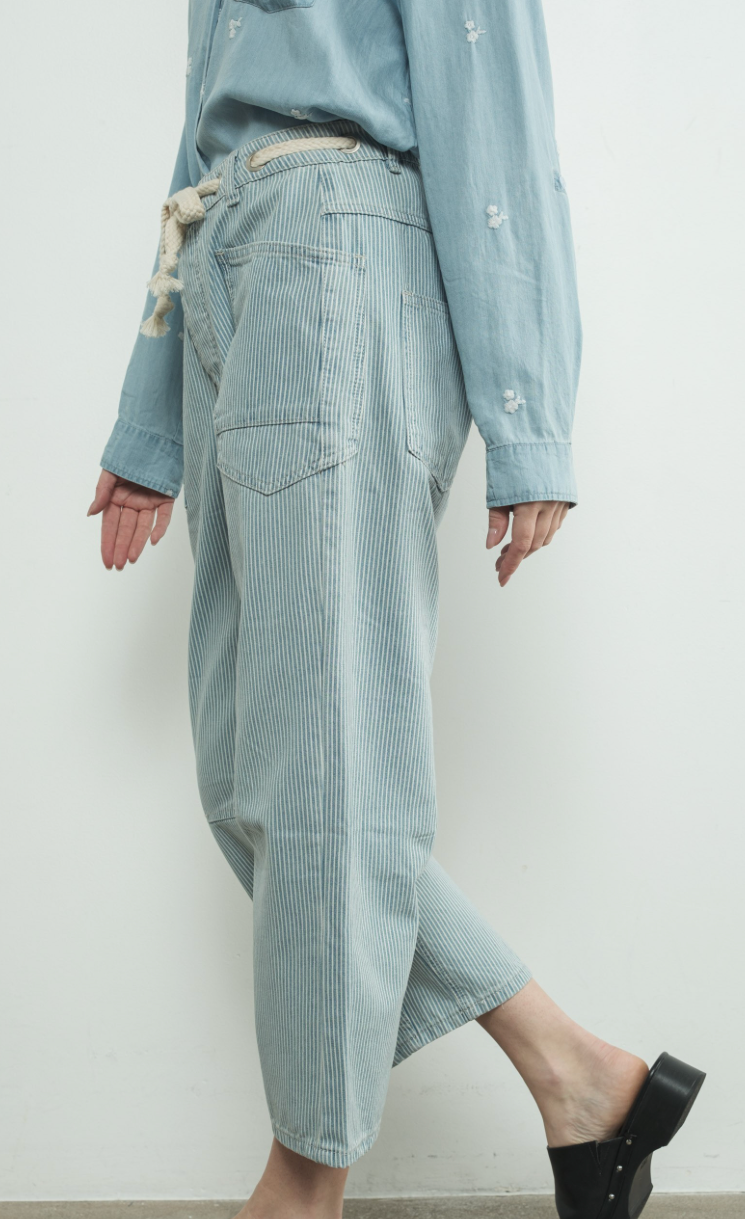 Miners Striped Denim Barrel Pants