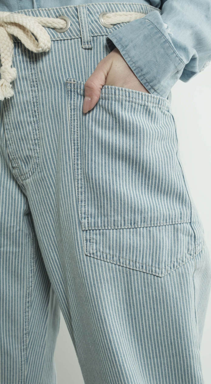 Miners Striped Denim Barrel Pants