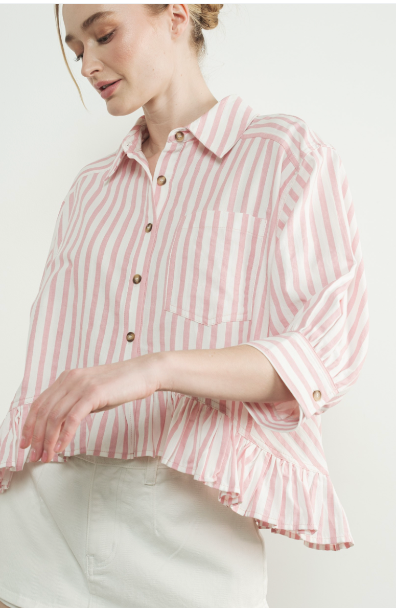 Candy Stripe Button Front Shirt