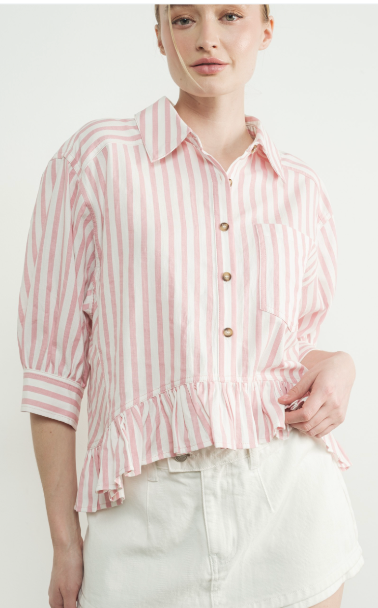 Candy Stripe Button Front Shirt