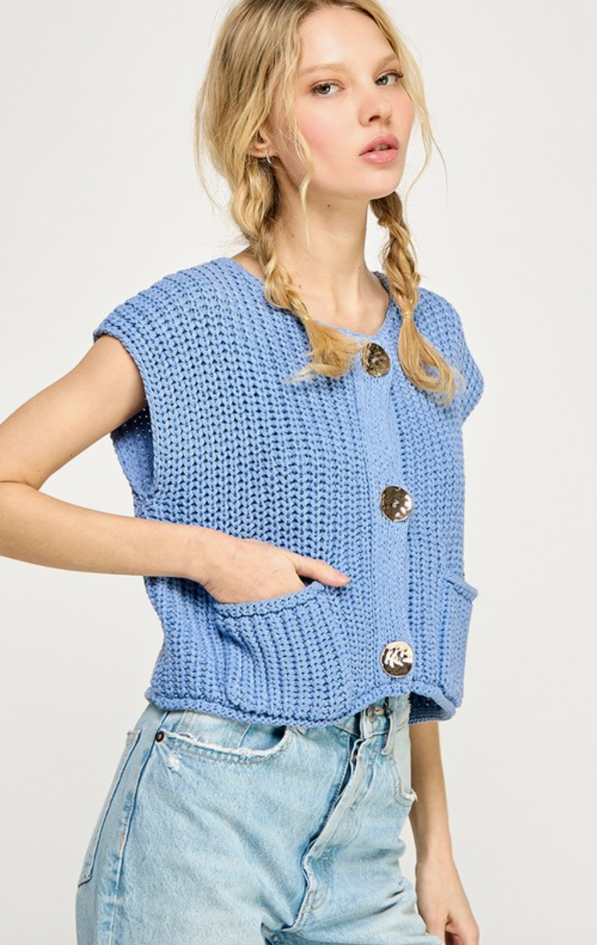 Deep Oceans Chunky Knit Sweater Vest