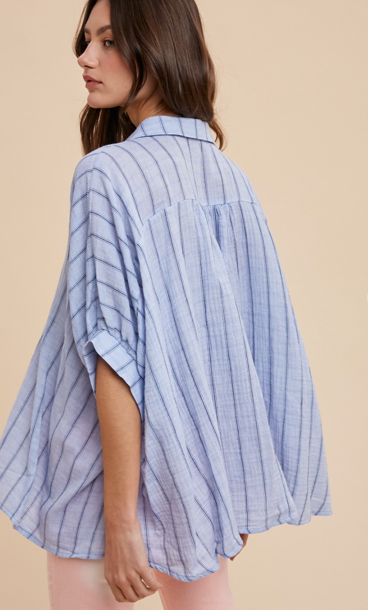 Cool & Casual Oversized Shirt - Blue