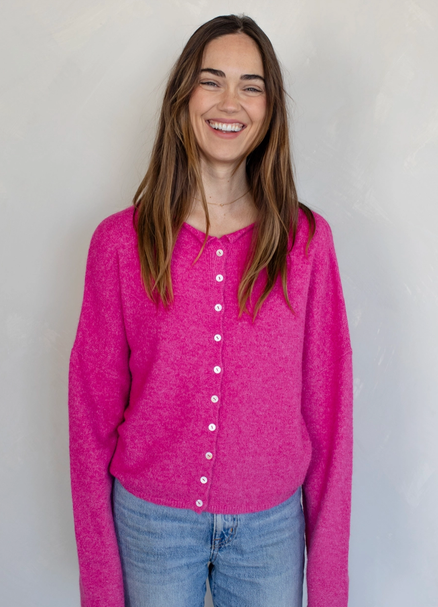 In The Moment Cardigan - Fuschia
