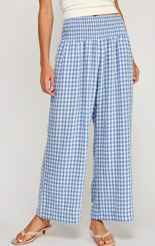 Summer Days Gingham Pants - Blue