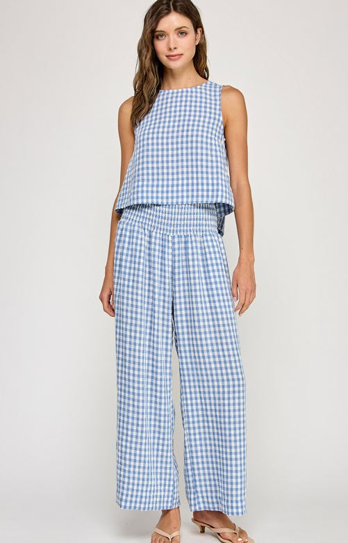 Summer Days Gingham Top - Blue
