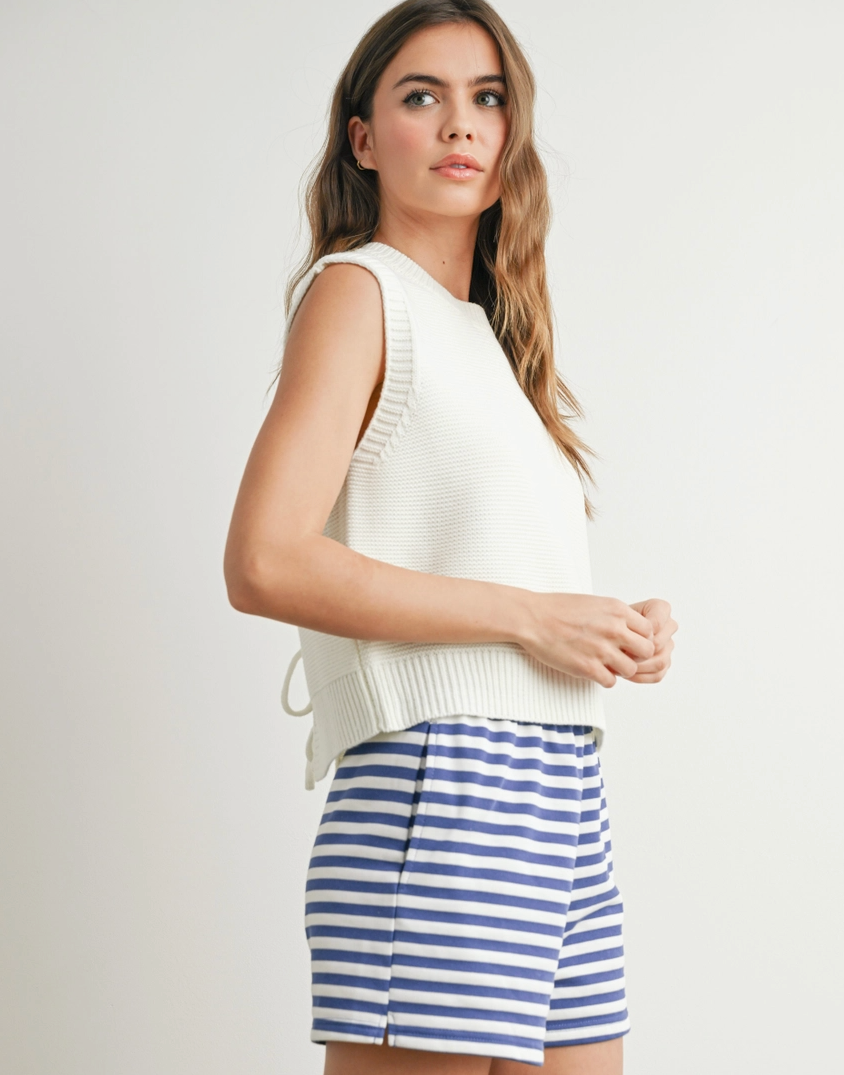 Back Tie Sweater - White - FINAL SALE