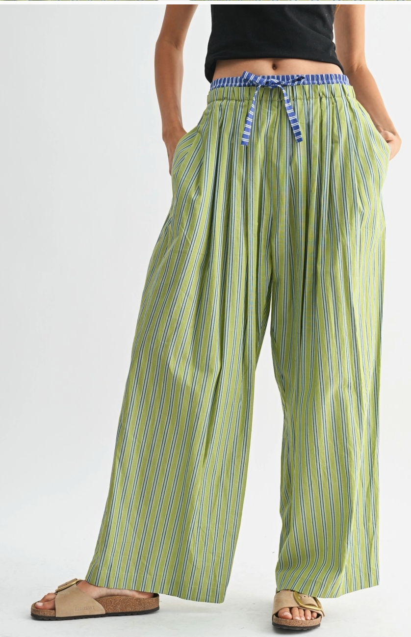 Sandy Stripes Pants - Green - FINAL SALE