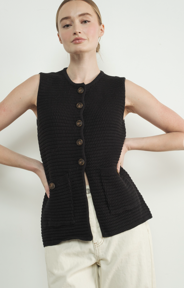 Forever Young Knit Vest - Black
