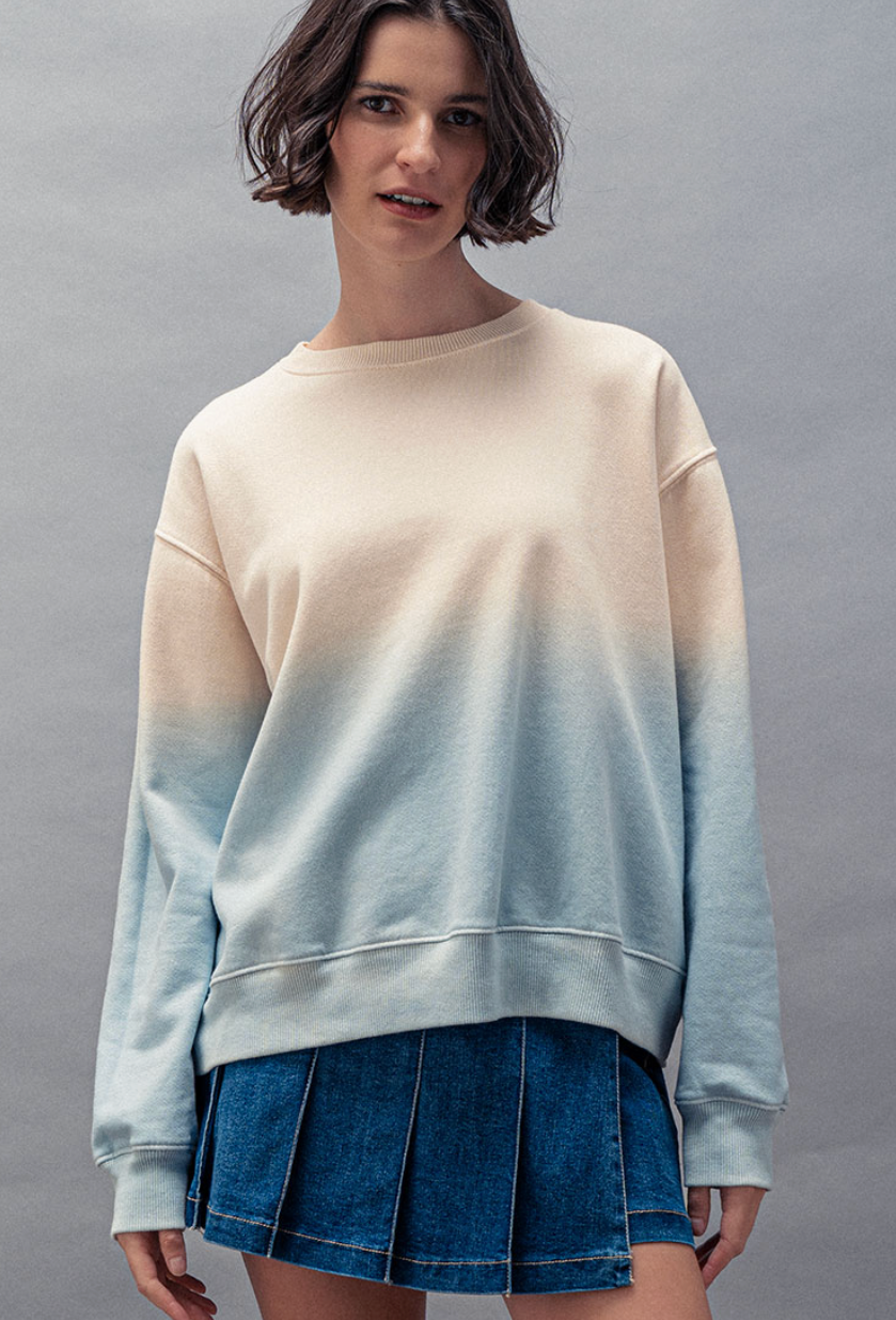 Ombre Dip-Dyed Sweatshirt - Sunset Blue