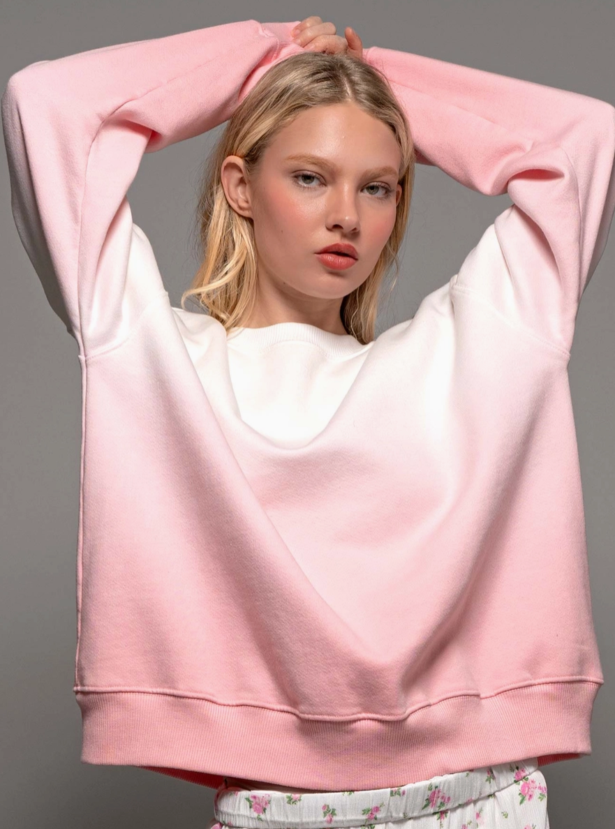 Ombre Dip-Dyed Sweatshirt - Sunrise Pink