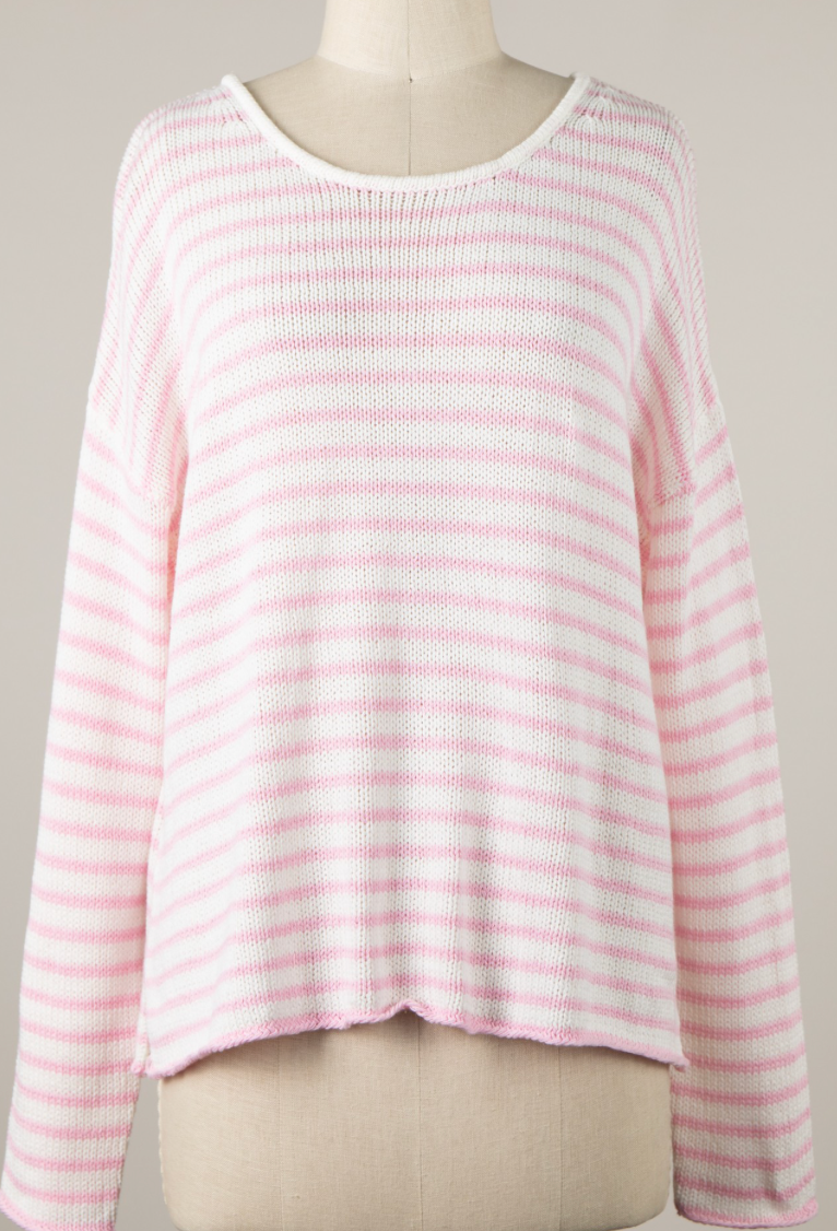 Ocean Souls Striped Sweater - Pink