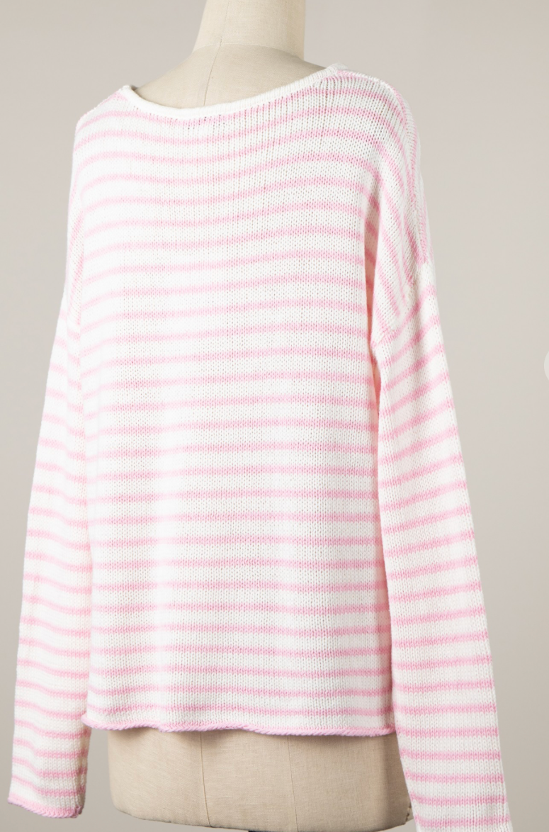 Ocean Souls Striped Sweater - Pink