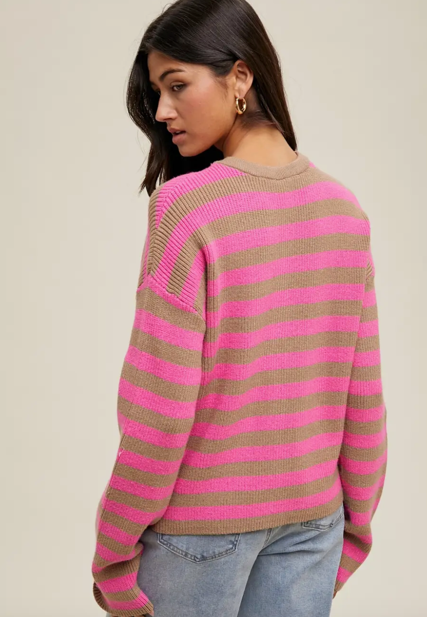 Strawberry Latte Striped Sweater