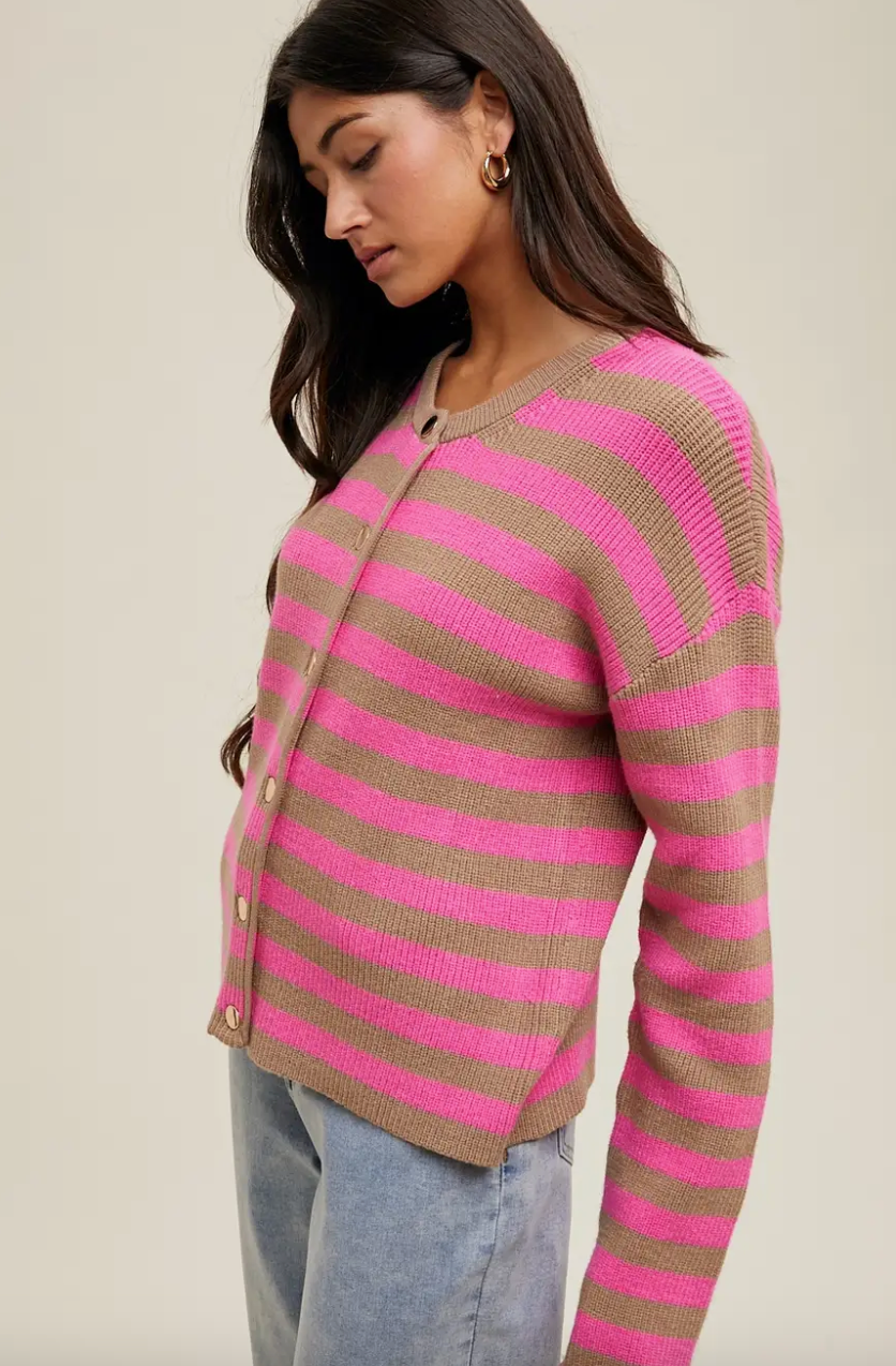 Strawberry Latte Striped Sweater
