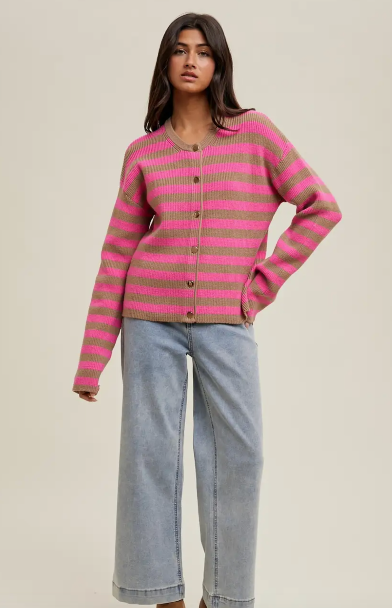 Strawberry Latte Striped Sweater