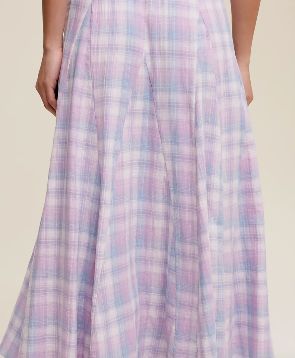 Plaid Maxi Skirt - Lavender