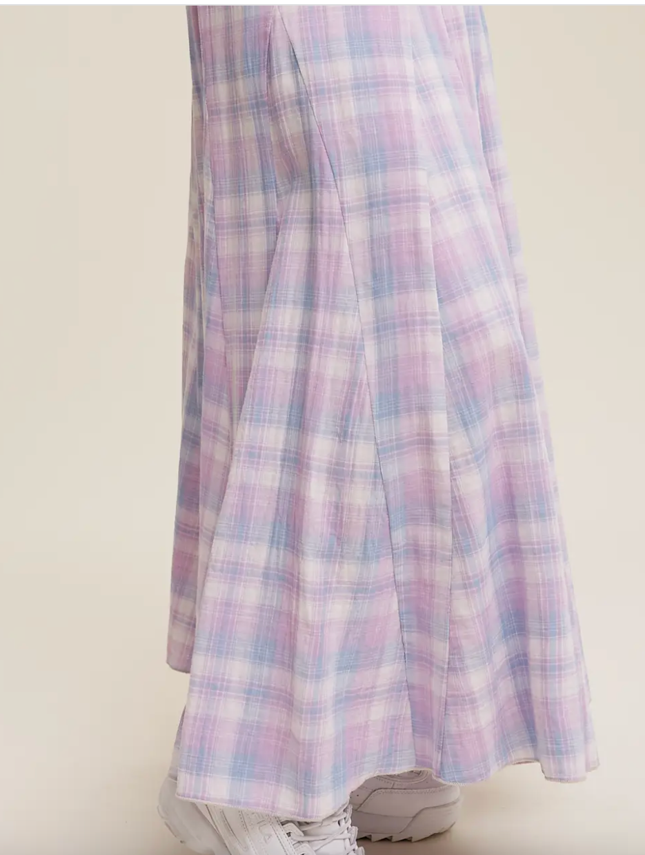 Plaid Maxi Skirt - Lavender