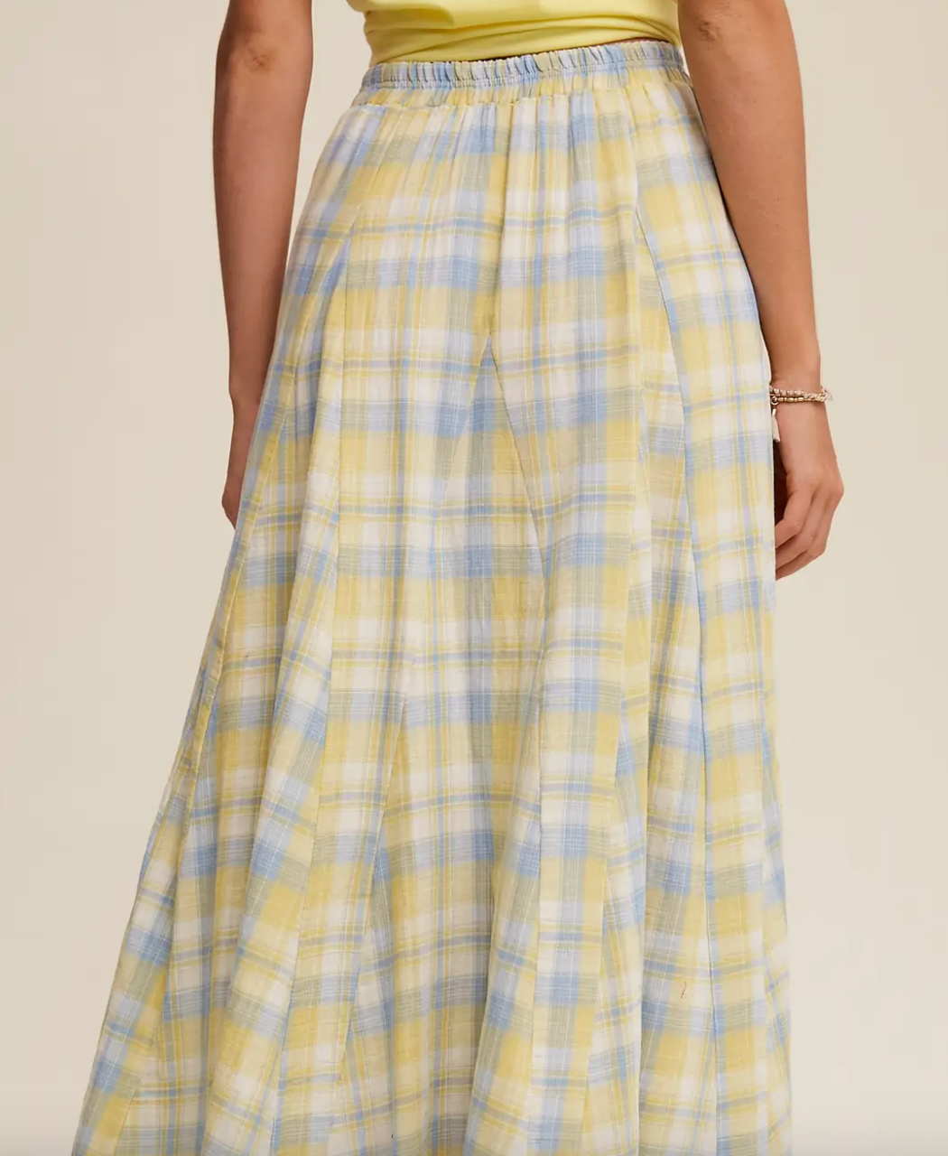 Plaid Maxi Skirt - Yellow
